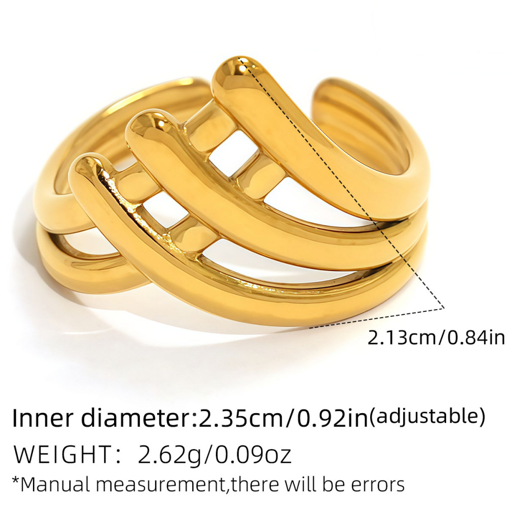 Bague Minimaliste En Acier Inoxydable Doré, Étanche, De Forme Irrégulière Et Décontractée (1 Pièce), Collection Simple. Image2