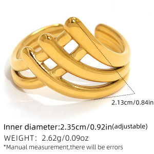 Bague Minimaliste En Acier Inoxydable Doré, Étanche, De Forme Irrégulière Et Décontractée (1 Pièce), Collection Simple. h5 Image2