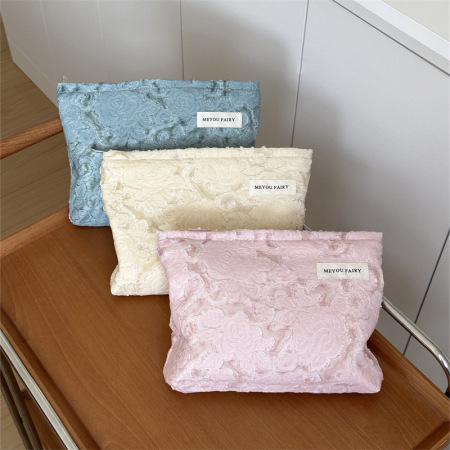 Trousse de maquillage pour femme, 1 pièce, série romantique, douce, couleur unie, en polyester 2