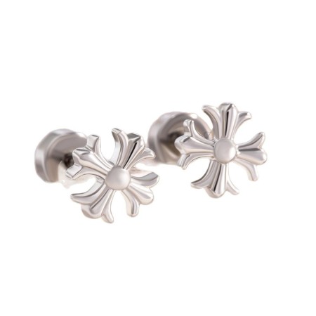 1 paire de boucles d'oreilles à tige en acier titane et zircone pour femme, série Simple, croix simple, sans placage 2
