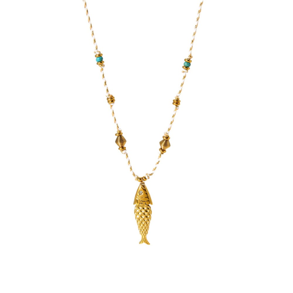 Collier Pendentif Étanche En Acier Inoxydable En Forme De Poisson (1 Pièce) Image5