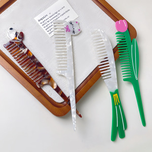 Peigne Pour Femme En Feuille D'Acétate De Cellulose En Forme De Tulipe, 1 Pièce h5 Image4