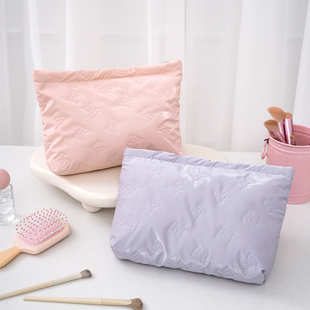 1 paire de trousses de maquillage pour femmes, série simple, décontractées, couleur unie, avec nœud papillon