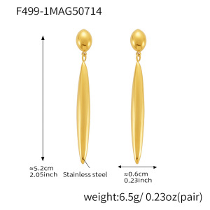 Boucles D'Oreilles Pendantes Modernes Pour Femmes, En Acier Inoxydable Doré, Imperméables, De Forme Irrégulière (1 Paire). h5 Image2