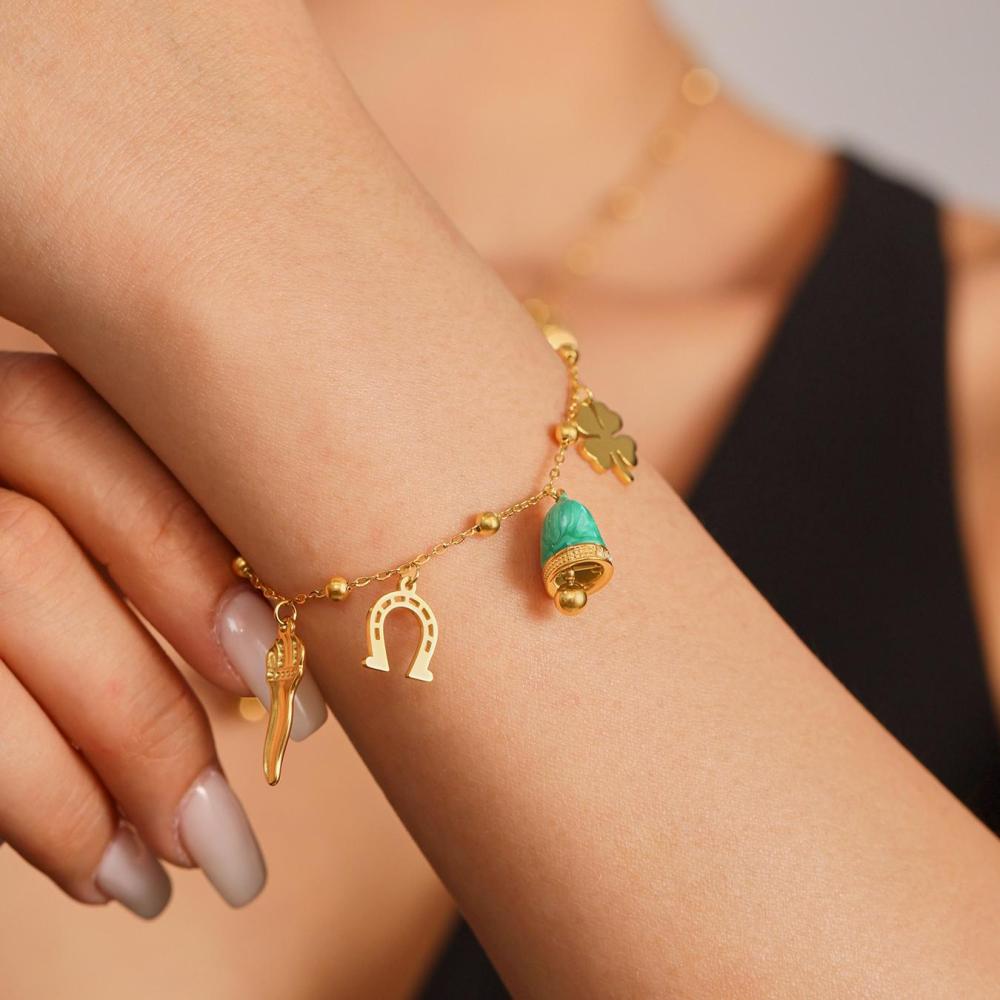 Ensemble De Colliers Pour Femmes, 1 Pièce, En Acier Inoxydable Imperméable Couleur Or, Avec Clochette Image6