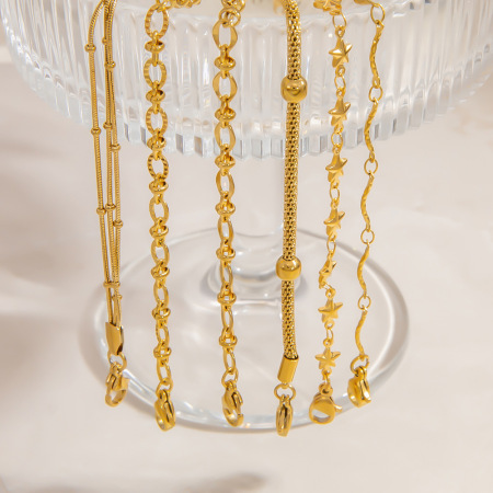 Bracelet chaîne simple en acier inoxydable étanche couleur or pour femme (1 pièce)