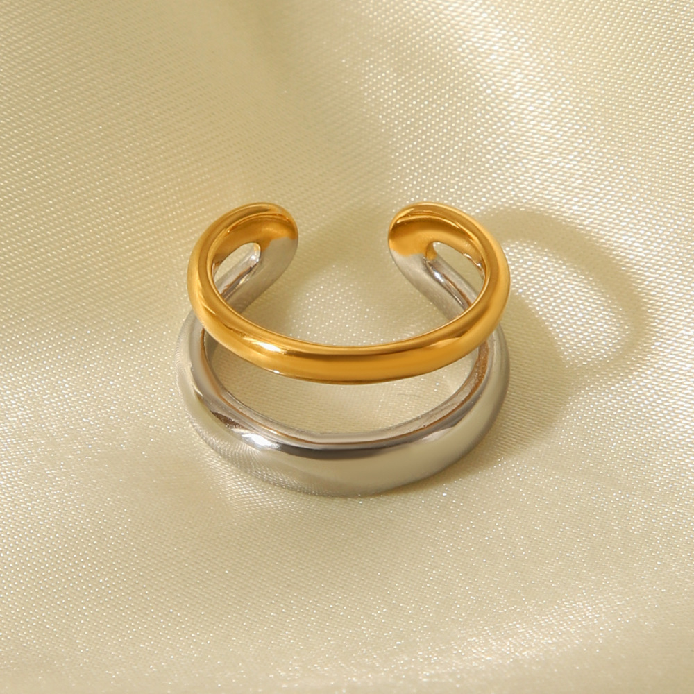 Bague Simple Et Élégante Au Quotidien, En Acier Inoxydable Imperméable, De Forme Irrégulière. Image4