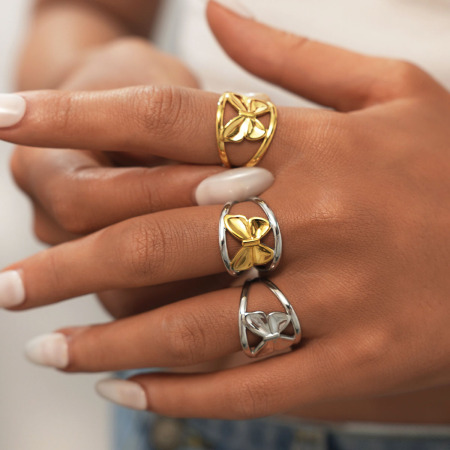 Bague minimaliste simple et décontractée en acier inoxydable doré, couleur papillon, 1 pièce 2