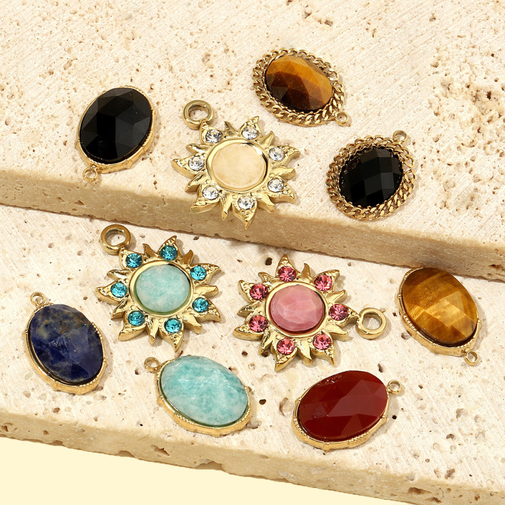 Pendentif Ovale Classique Pour Femme En Pierres Naturelles, 1 Pièce Image4