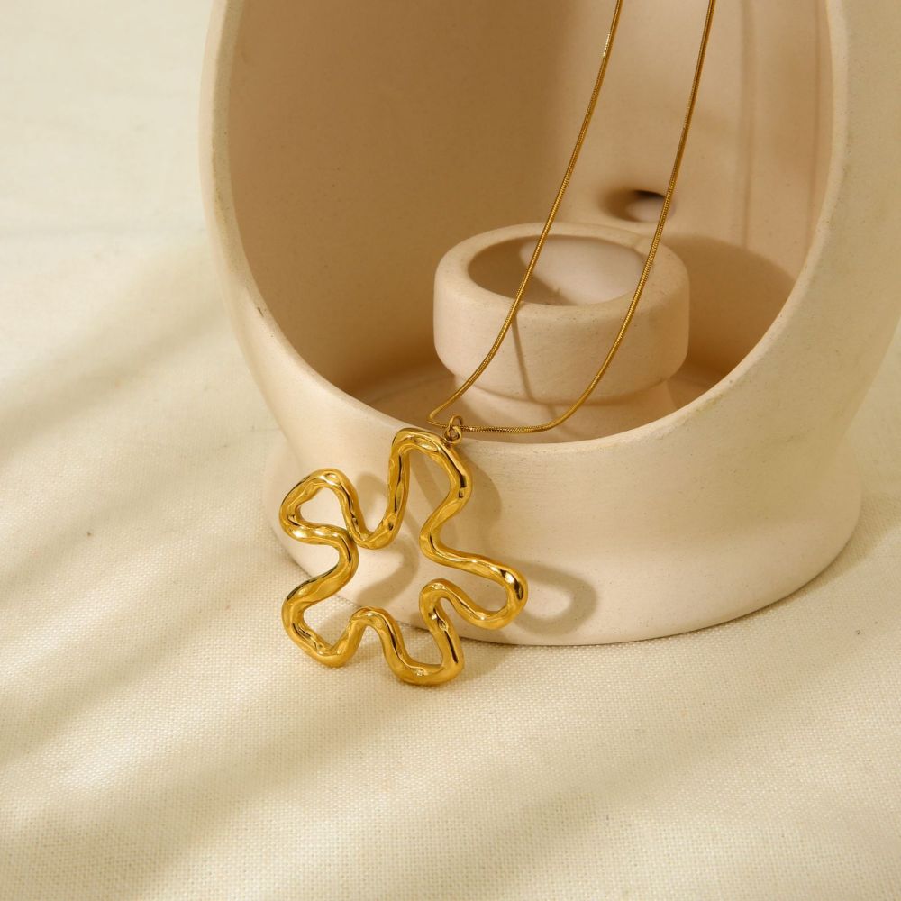 1 Paire De Colliers Pendentifs Pour Femmes, Collection Simple Series Daily Flower, En Acier Inoxydable Étanche Image3