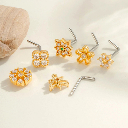 1 pièce de piercing de nez en zircon couleur cuivre doré 2