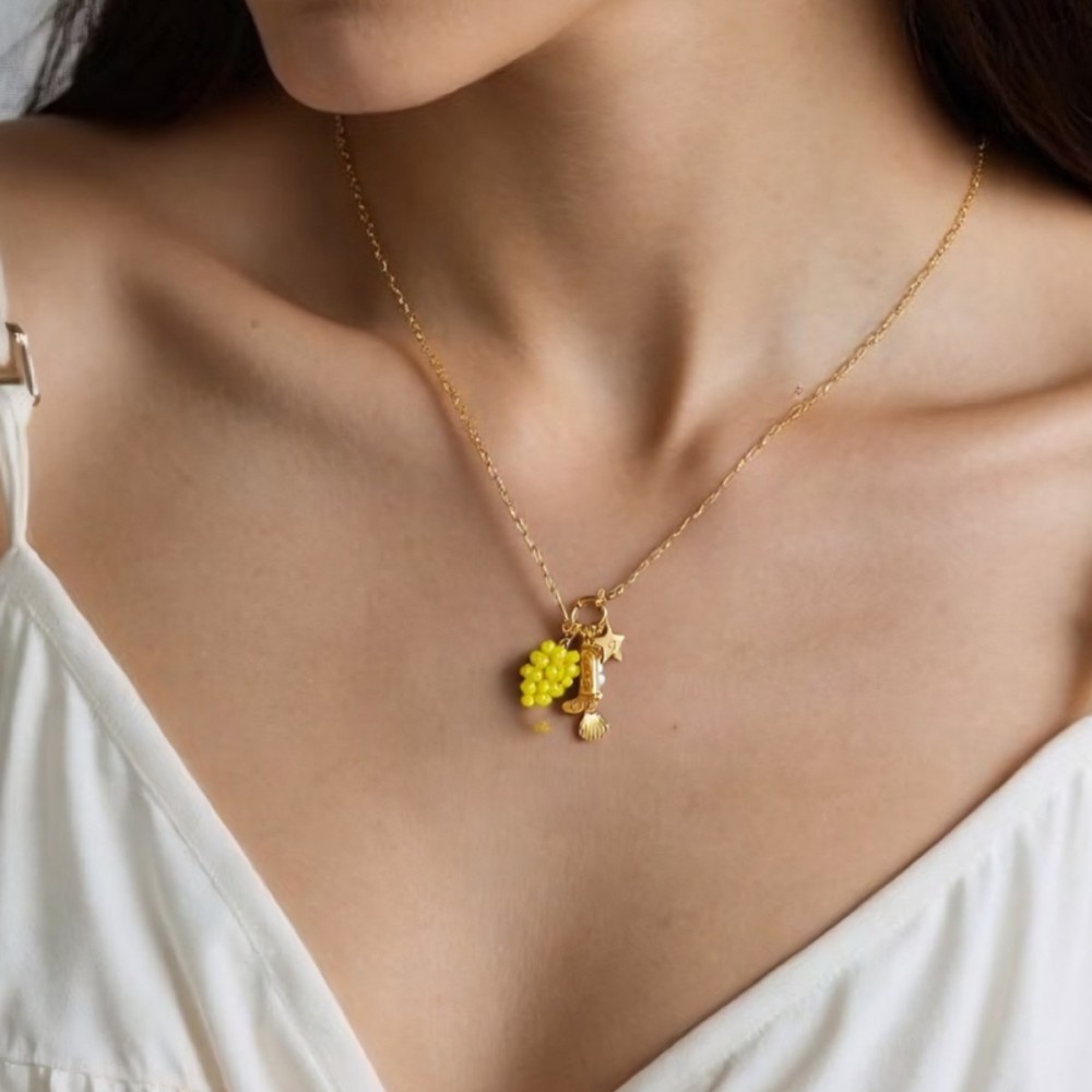 Collier Pendentif Femme Étanche En Acier Inoxydable, Motif Fruit Sucré (1 Pièce) Image5