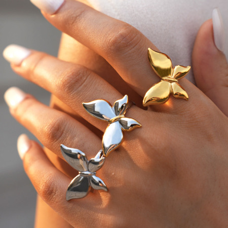 Bague tendance en acier inoxydable imperméable, collection Simple Series, motif animal décontracté.