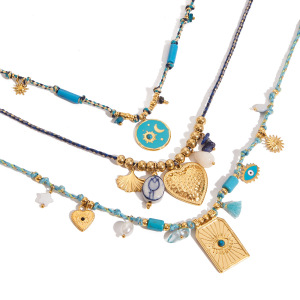 Collier Pendentif Classique Pour Femme En Acier Inoxydable, Couleur Or, Orné D'Un Motif Calaïte Et D'Un Tarot. h5 Image7