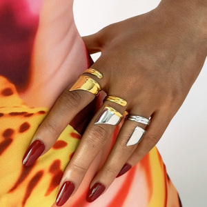 Bague Décontractée En Acier Inoxydable De Forme Irrégulière, Couleur Or, 1 Pièce h5 Image6
