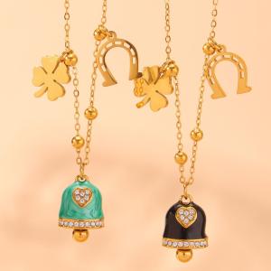 Ensemble De Colliers Pour Femmes, 1 Pièce, En Acier Inoxydable Imperméable Couleur Or, Avec Clochette h5 Image8