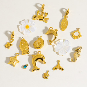 Pendentif Classique En Acier Inoxydable Étanche En Forme De Dauphin Mignon De La Série Océan, À Monter Soi-Même h5 Image2