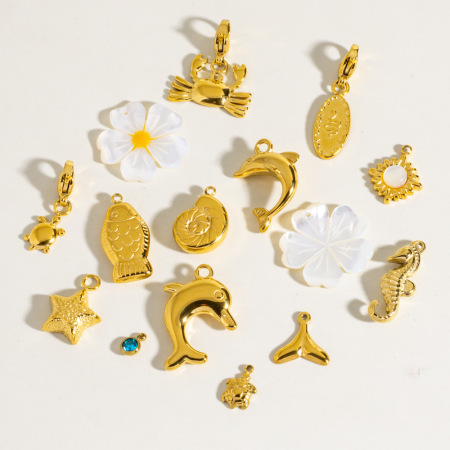 Pendentif Classique En Acier Inoxydable Étanche En Forme De Dauphin Mignon De La Série Océan, À Monter Soi-Même 2