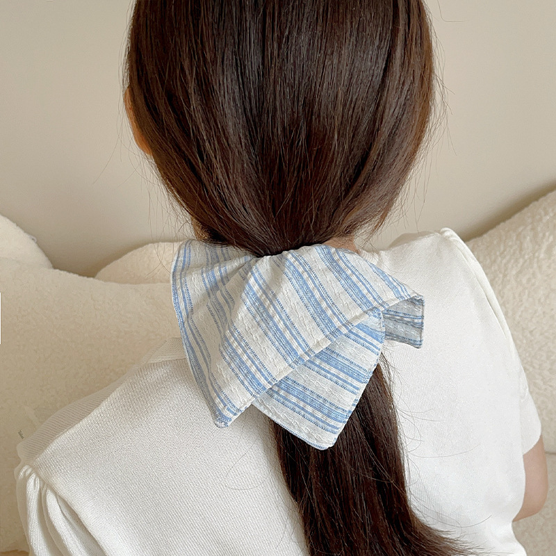 1 Chouchou Décontracté En Toile Bleue Pour Femme Image4