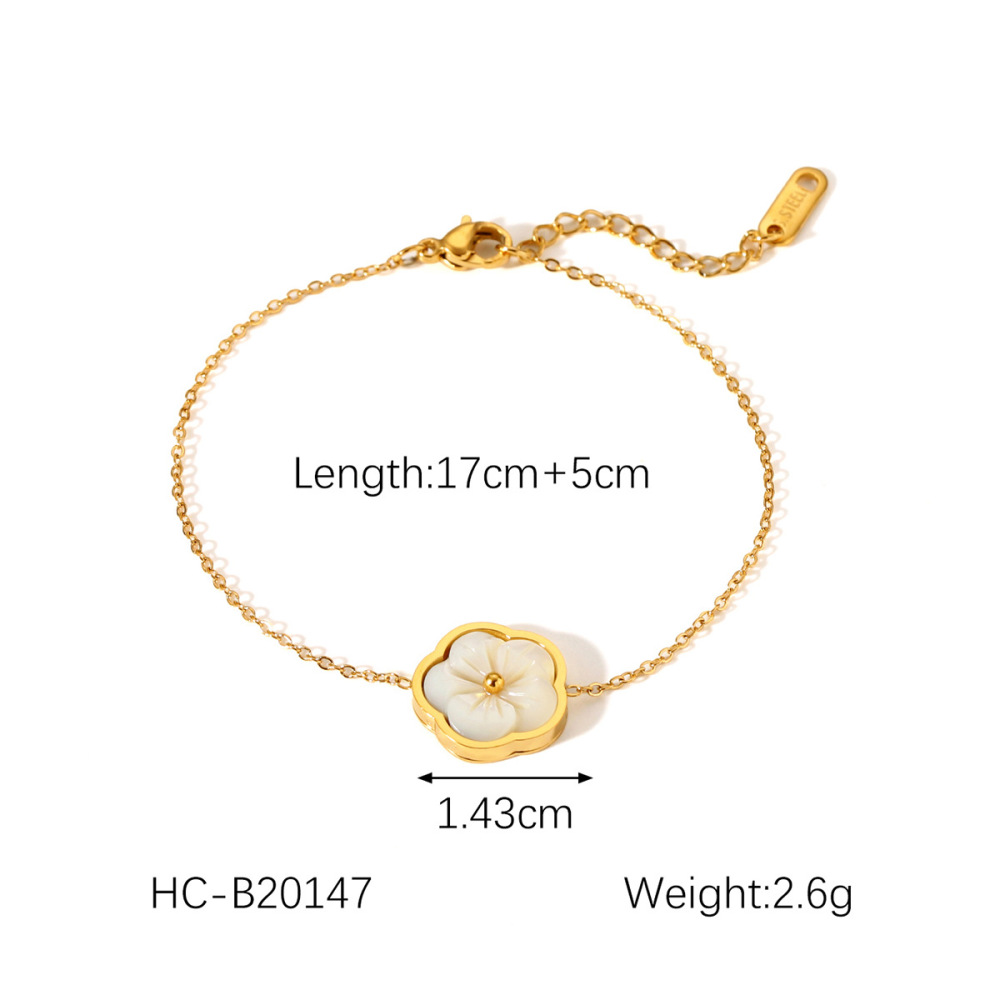 Bracelets À Maillons Daily Clover Pour Femmes, En Acier Inoxydable, Étanches, Couleur Or Et Coquillage. Image2