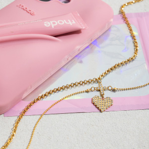 Collier À Plusieurs Rangs Pour Femme, En Acier Inoxydable Doré, Motif Cœur Romantique (1 Pièce) h5 Image6