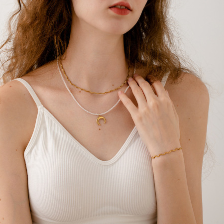 Ensemble de colliers en acier inoxydable de forme irrégulière, étanches et de couleur dorée