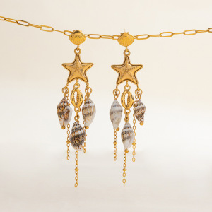 Boucles D'Oreilles Pendantes Pour Femme, En Acier Inoxydable, Couleur Or, Avec Coquillage Naturel Et Étanchéité. h5 Image11