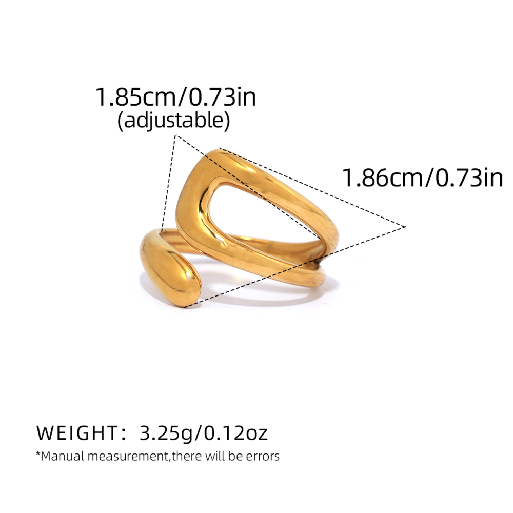 Bague Minimaliste Décontractée En Acier Inoxydable De Forme Irrégulière, Couleur Or, 1 Pièce
