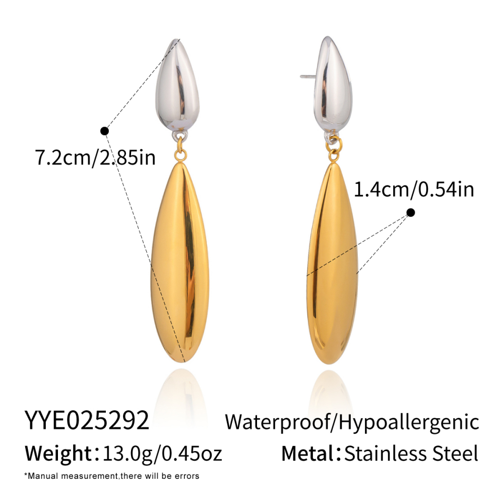 Boucles D'Oreilles Pendantes Simples Et Décontractées En Acier Inoxydable Étanche Pour Femme (1 Paire) 