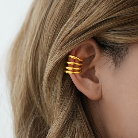 1 pièce de manchettes d'oreilles femme en acier inoxydable, couleur or, étanches, de couleurs assorties 2