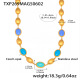 TXP269-Collier Opale Bleue Dorée 41+5cm Image4