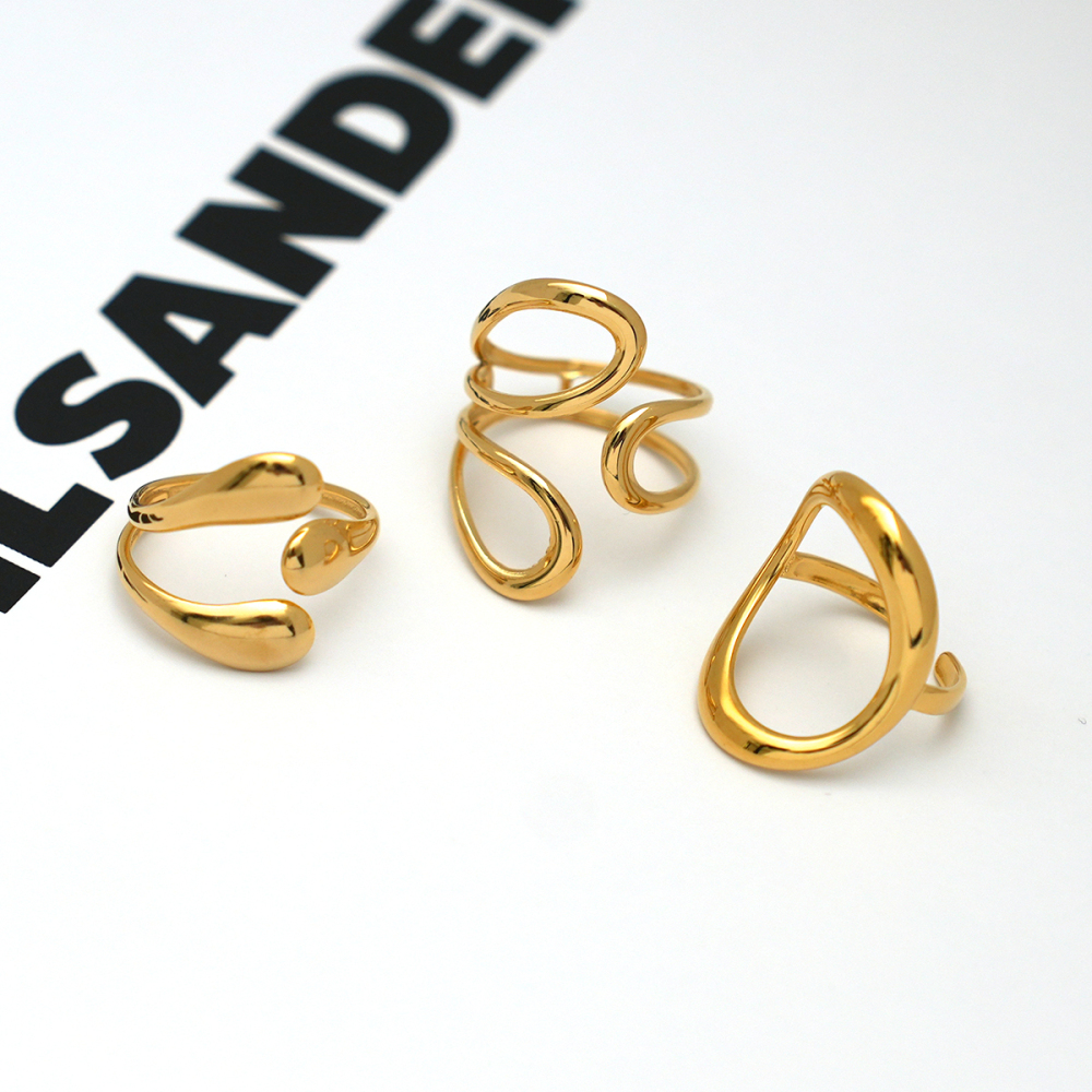 Bague Minimaliste Pour Femme, En Acier Inoxydable Étanche, De Forme Irrégulière Et Ajourée (1 Pièce). Image5
