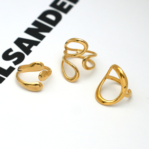 Bague Minimaliste Pour Femme, En Acier Inoxydable Étanche, De Forme Irrégulière Et Ajourée (1 Pièce). h5 Image5