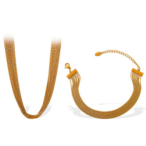 Ensemble Collier Et Chaîne En Acier Inoxydable Étanche Couleur Or h5 Image5