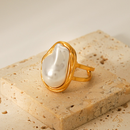 Bague simple et élégante au quotidien, en acier inoxydable, de forme irrégulière et imperméable (1 pièce). 2