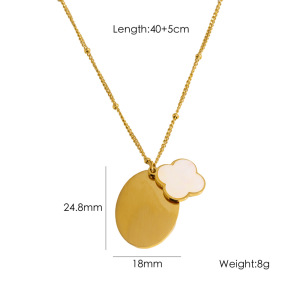 Collier Pendentif Femme Simple En Acier Inoxydable Étanche Avec Motifs De Fleurs En Coquillage h5 