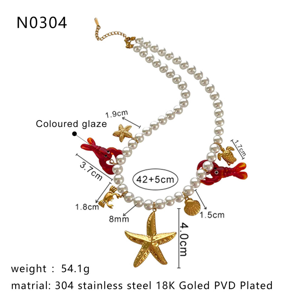 Collier De Perles De Homard Émaillé 1 Pièce Image2