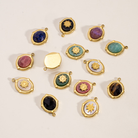 Pendentifs rétro irréguliers en pierre naturelle pour femme, 1 pièce 2