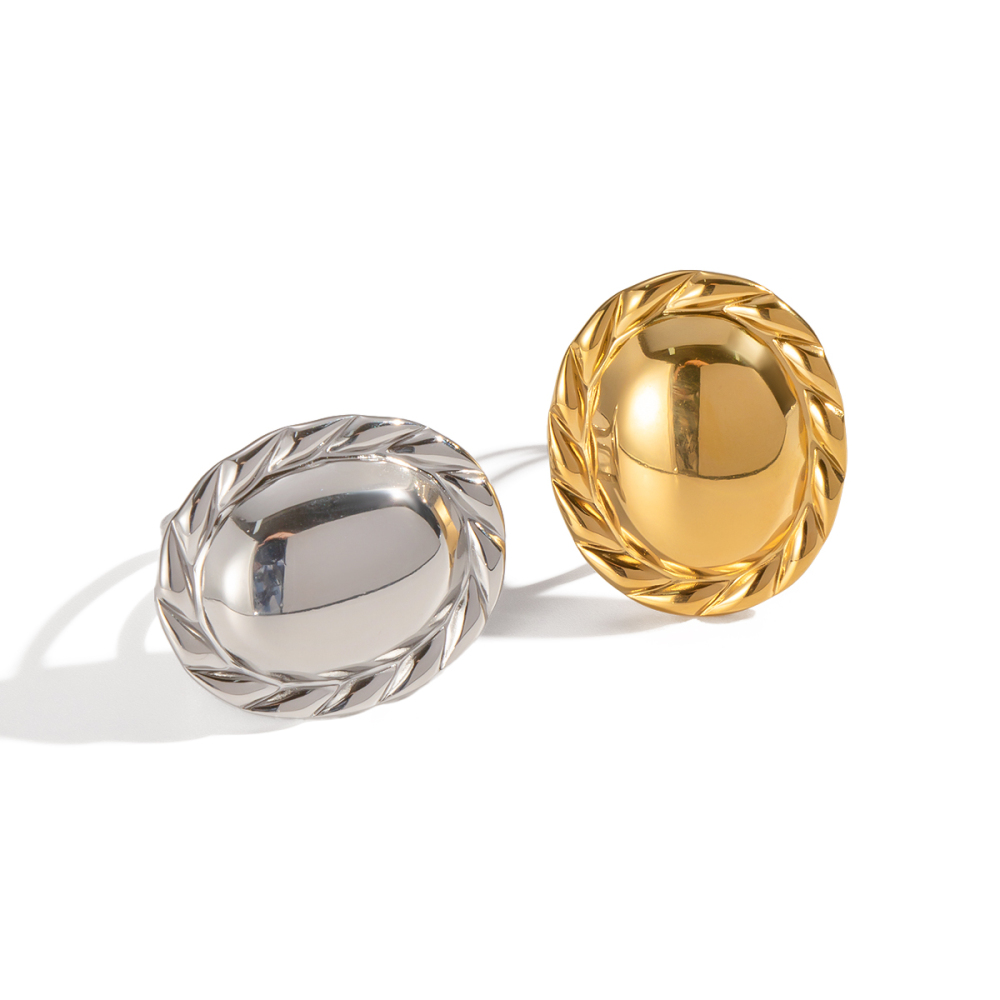 Bague Tendance En Acier Inoxydable Doré, Forme Simple Et Irrégulière (1 Pièce), Étanche. Image4