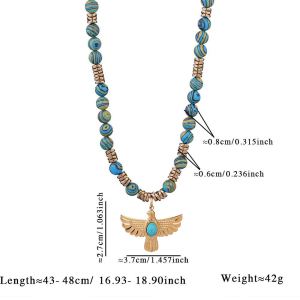 Collier De Perles Pour Femme, 1 Pièce, Motif Aigle Classique, Pierres Naturelles, Couleur Or h5 Image2