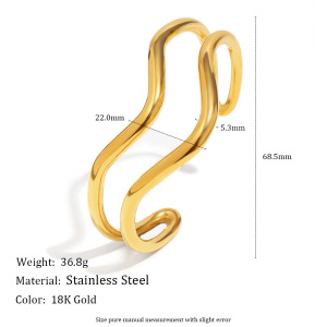 Bracelet Jonc Étanche En Acier Inoxydable Pour Femme, Collection Simple Series Daily Lines (1 Pièce) h5