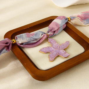 Collier Pendentif Fleur En Tissu Romantique 1 Pièce h5 Image3