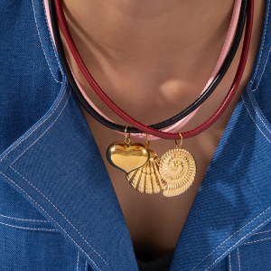 Collier Pendentif Élégant Pour Femme, En Acier Inoxydable, Couleur Or, Avec Pendentif Coquillage Étanche (1 Pièce) h5 Image3