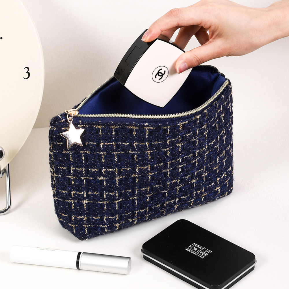 Trousse De Maquillage Rétro À Carreaux Pour Femme, 1 Pièce Image5