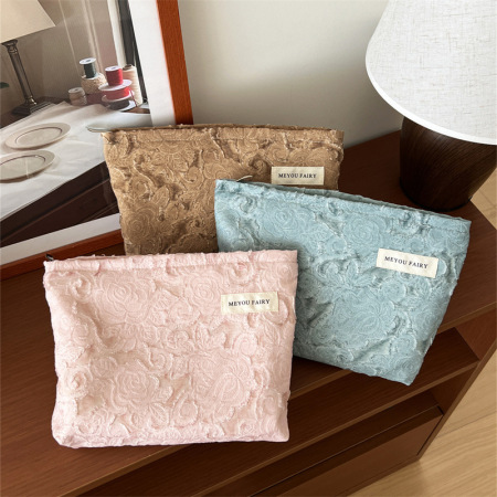 Trousse de maquillage pour femme, 1 pièce, série romantique, douce, couleur unie, en polyester