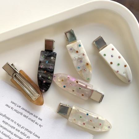 Pinces à cheveux pour femmes, 1 pièce, en feuille d'acétate de cellulose à pois brillants 2