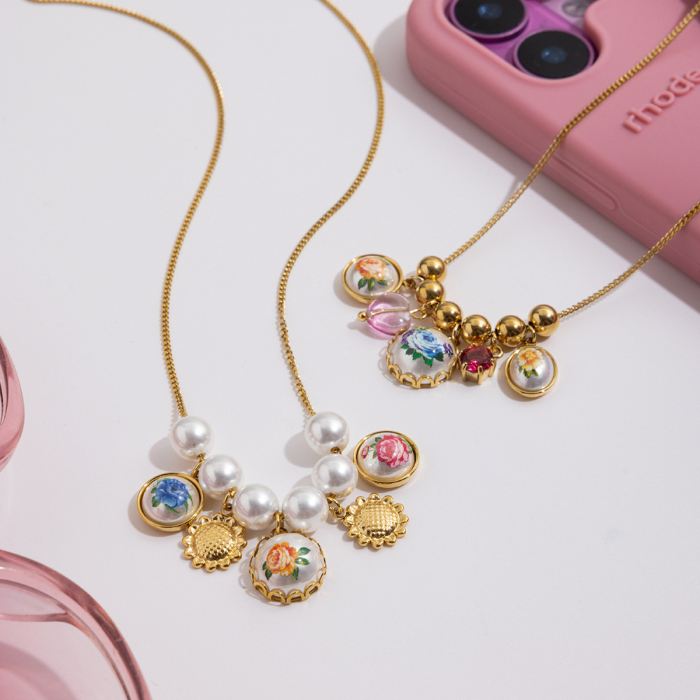 Collier Pendentif Femme En Acier Inoxydable Doré, Orné D'Une Magnifique Fleur (1 Pièce) h5Image2