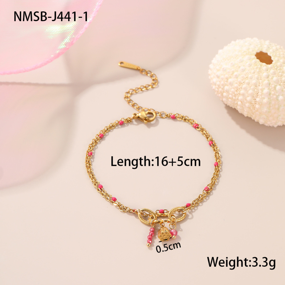 Bracelet À Breloques Romantique En Acier Inoxydable Étanche Couleur Or (1 Pièce) 