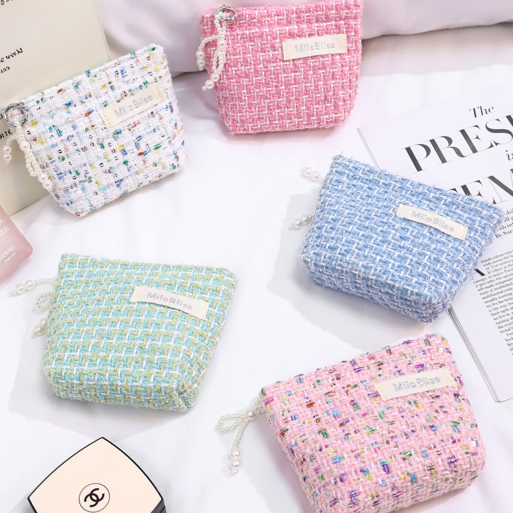 Trousse De Maquillage À Carreaux Doux, Série Romantique, 1 Pièce h5Image2