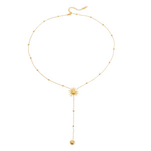 Collier Pendentif Femme Sexy En Acier Inoxydable, Couleur Or, Avec Pendentif Soleil Long Et Étanche (1 Pièce) h5 Image8
